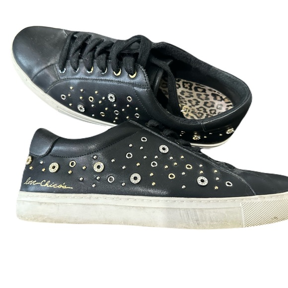 CHICOS Leather Studded Lace Up Sneakers, EUC - Picture 9 of 9